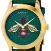 Gucci G Timeless Bee Green Dial Green Leather Strap Watch For Women - YA1264065