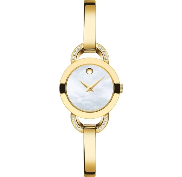 0606889 Movado Rondiro Mother of Pearl Dial Gold Steel Strap Watch For Women - 0606889