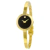 0606999 Movado Bela Black Dial Gold Steel Strap Watch For Women - 0606999