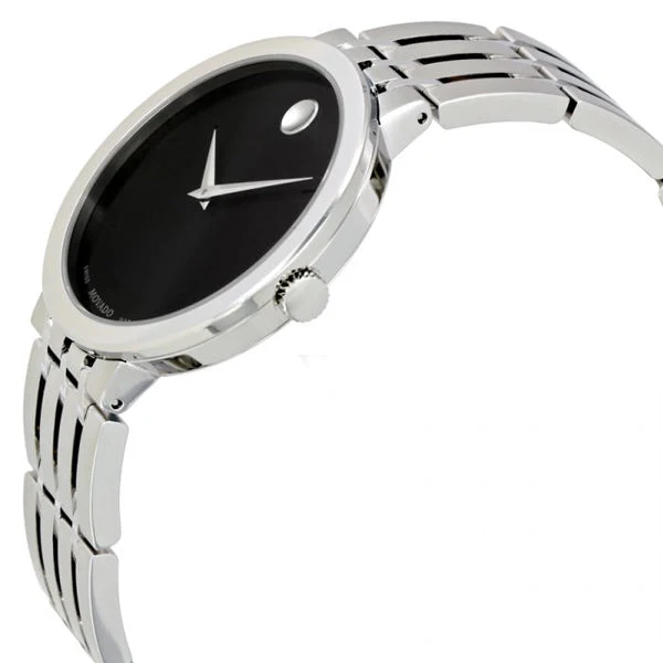 0607057-2 Movado Esperanza 39mm Black Dial Silver Steel Strap Watch For Men - 0607057