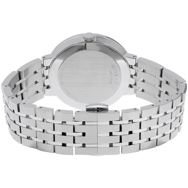 0607057-3 Movado Esperanza 39mm Black Dial Silver Steel Strap Watch For Men - 0607057