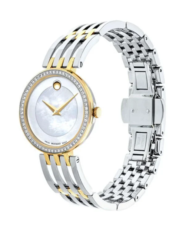 0607085-2 Movado Esperanza Mother of Pearl Dial Two Tone Steel Strap Watch For Women - 0607085