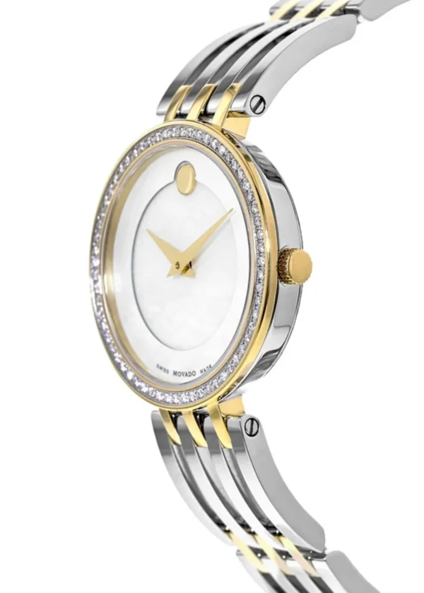 0607085_0 Movado Esperanza Mother of Pearl Dial Two Tone Steel Strap Watch For Women - 0607085