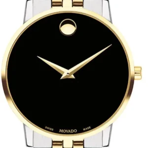 Movado Museum Classic Black Dial Two Tone Steel Strap Watch for Men - 0607200