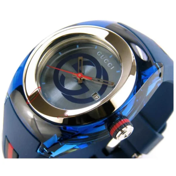 086_201_ya137304-3 Gucci Sync Quartz Blue Dial Blue Rubber Strap Watch For Men - YA137304