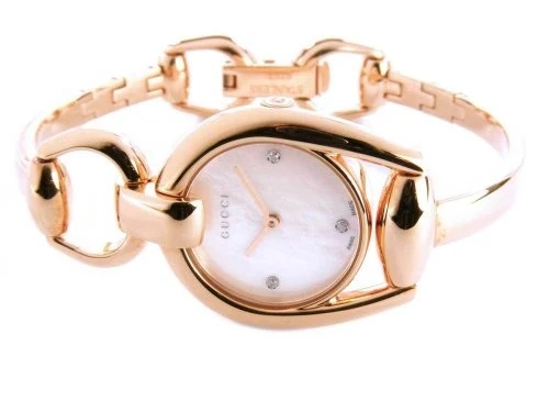086_208_ya139508-1 Gucci Horsebit Collection Diamonds Mother of Pearl Dial Rose Gold Steel Strap Watch For Women - YA139508