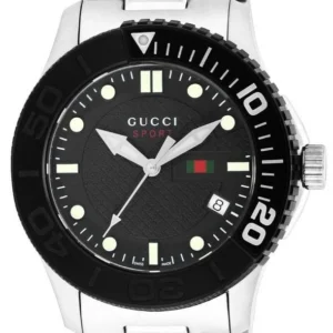 09dbc85103e349c7b8cccf8cd1800d9a Gucci G Timeless Black Dial Silver Steel Strap Watch For Men - YA126249