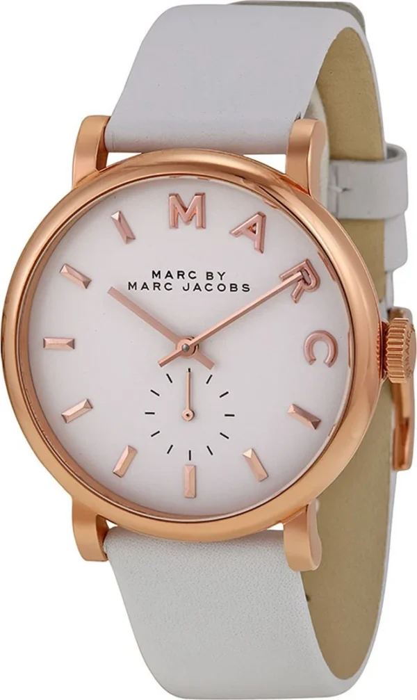 0UrBwMW-448442 Marc Jacobs Baker White Dial White Leather Strap Watch for Women - MBM1283