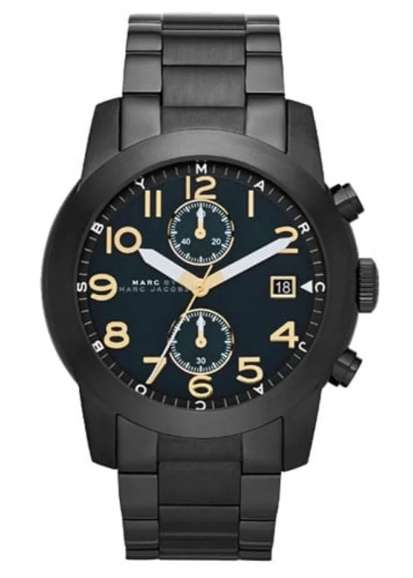 Marc Jacobs Larry Chronograph Black Dial Black Steel Strap Watch for Men - MBM8606