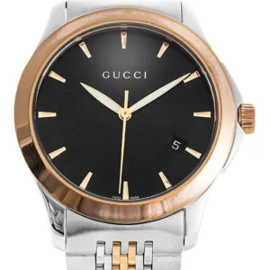 Gucci G Timeless Black Dial Two Tone Steel Strap Watch For Men - YA126410