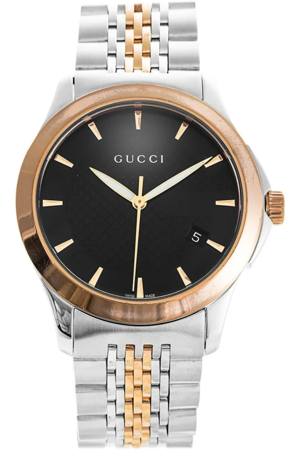 0_0a58848f-aa4d-4fd8-b5d1-757bbbdc42f7-897391 Gucci G Timeless Black Dial Two Tone Steel Strap Watch For Men - YA126410