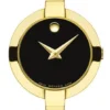 0_1099f3a3-8a4b-4aee-9e4b-4ec7a894c2c7 Movado Bela Black Dial Gold Steel Strap Watch For Women - 0606999