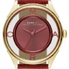 Marc Jacobs Tether Transparent Red Dial Red Leather Strap Watch for Women - MBM1377