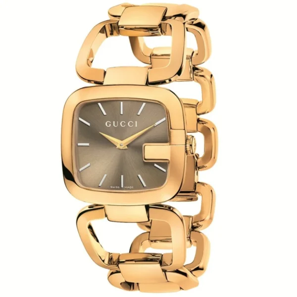 0_2ab5e4a9-47d2-40b1-94b6-f48ff61676e1-390391 Gucci G Gucci Sunbrushed Brown Dial Rose Gold Steel Strap Watch For Women - YA125511