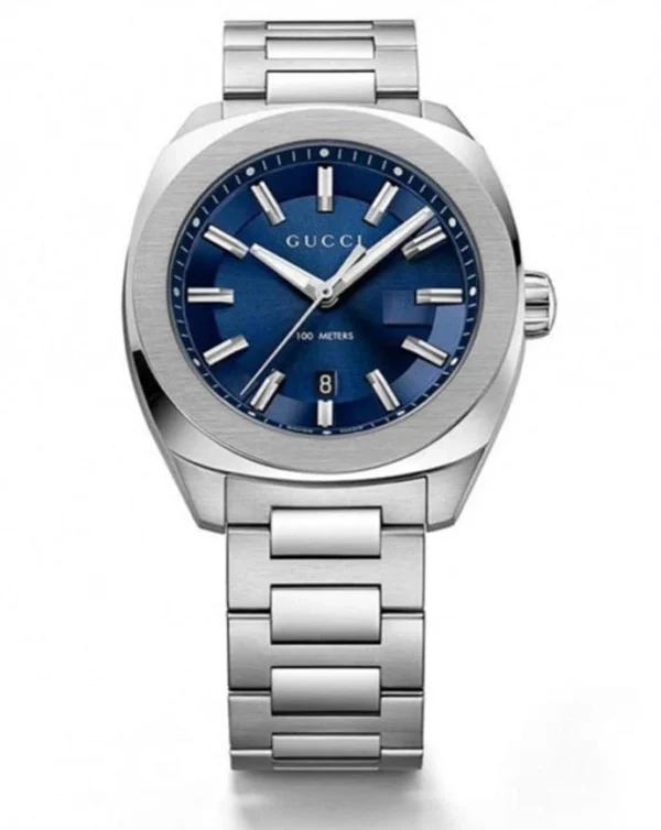 0_4239018f-29dc-4aeb-9ae5-186c010bd963-365028 Gucci GG2570 Quartz Blue Dial Silver Steel Strap Watch For Men - YA142303