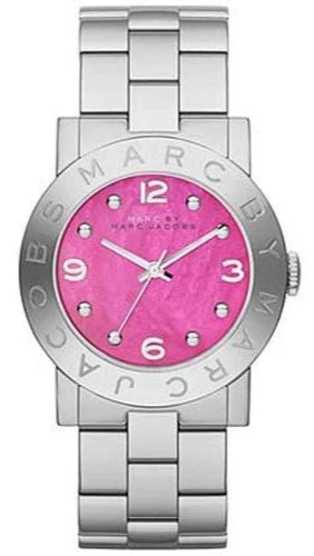 0_54ba3fea-73d4-429f-a3c4-7e2370c6e4dd-705398 Marc Jacobs Amy Pink Dial Silver Steel Strap Watch for Women - MBM8623