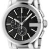 Gucci G Chrono Black Dial Silver Steel Strap Watch For Men - YA101204