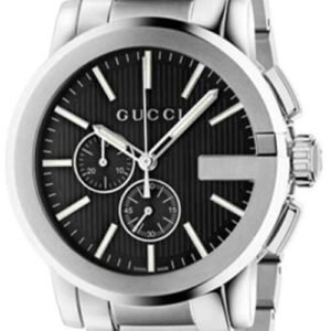Gucci G Chrono Black Dial Silver Steel Strap Watch For Men - YA101204