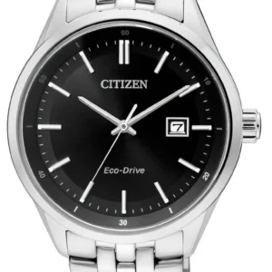 0_85783afb-4739-4210-8aba-b518d544fc55 Citizen Eco Drive Black Dial Silver Steel Strap Watch For Men - BM7250-56E