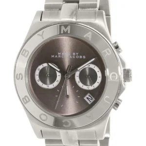 Marc Jacobs Blade Chronograph Brown Dial Silver Steel Strap Watch for Women - MBM8636