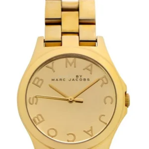 0_8e79e6ed-50af-47e6-9b98-034da6fb5c1f Marc Jacobs Henry Gold Dial Gold Steel Strap Watch for Women - MBM3211