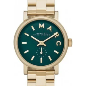 0_92f0f766-7b8c-45c7-bf01-8e1954d6cf9a Marc Jacobs Baker Green Dial Gold Steel Strap Watch for Women - MBM3249