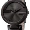 Gucci Interlocking G XL Black Dial Red & Green Leather Strap Watch For Men - YA133206