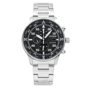 0_aea7212d-1463-4fdd-954c-e4bd0902c8d2 Citizen Eco Drive Chronograph Black Dial Silver Steel Strap Watch For Men - CA0690-88E