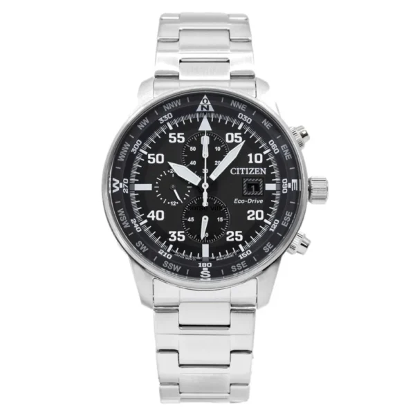0_aea7212d-1463-4fdd-954c-e4bd0902c8d2 Citizen Eco Drive Chronograph Black Dial Silver Steel Strap Watch For Men - CA0690-88E