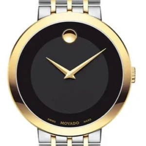 0_b921e2f6-e028-4347-b2f1-07dfb7cdfe20 Movado Museum Esperanza Black Dial Two Tone Steel Strap Watch For Men - 0607058
