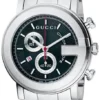 Gucci G Chrono Black Dial Silver Steel Strap Watch For Men - YA101309