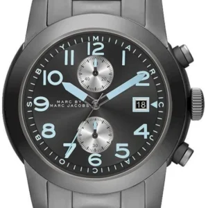 0_c0667988-b362-4924-a766-e5d94b8115c5 Marc Jacobs Larry Chronograph Black Dial Grey Steel Strap Watch for Men - MBM5051