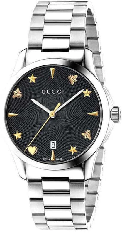 0_c311004d-4bb3-4c46-84ba-8247245df175 Gucci G Timeless Black Dial Silver Steel Strap Watch For Women - YA1264029A