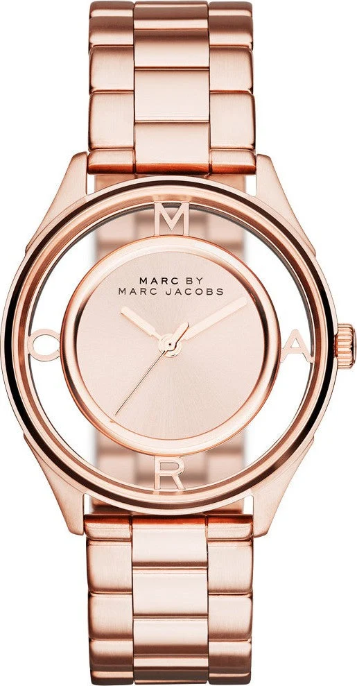 0_d5c3032b-cf61-4337-b8c5-3f60c23ed5c0 Marc Jacobs Tether Transparent Rose Gold Dial Rose Gold Steel Strap Watch for Women - MBM3414
