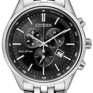 0_ee8ee011-07c3-496d-908b-fdb1f0d35c44 Citizen Eco Drive Chronograph Black Dial Silver Steel Strap Watch For Men - AT2140-55E
