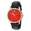 1-103 Gucci G Timeless Coral Red Dial Black Leather Strap Watch For Men - YA126464