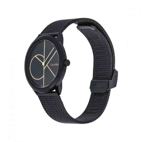1-111 Calvin Klein Minimal Black Dial Black Mesh Bracelet Watch for Women - K3M224X1