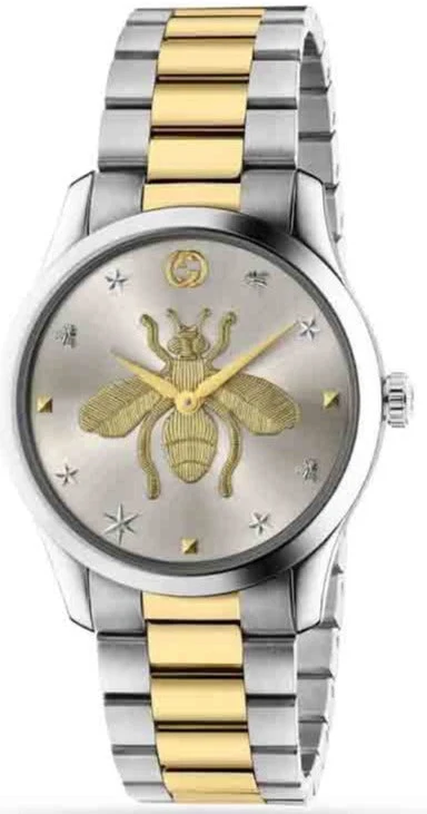 1-11_f4ef739f-f5c9-446b-b697-c6b832cbd662-364365 Gucci G Timeless Silver Dial Two Tone Steel Strap Watch For Women - YA1264131