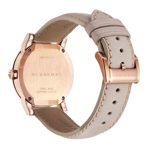 1-231 Burberry The City Diamonds Gold Dial Beige Leather Strap Watch for Women - BU9131