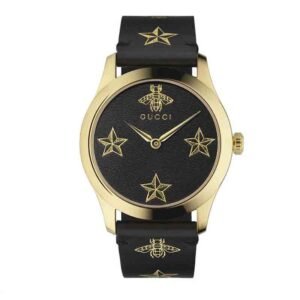 1-93 Gucci G-Timeless Black Dial Black Leather Strap Watch For Women - YA1264055