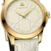 103999 Gucci G Timeless Quartz White Dial White Leather Strap Watch For Women - YA126580A