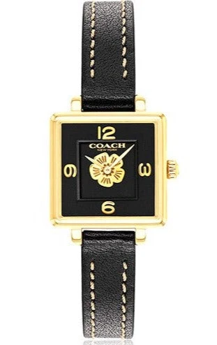 110000107296937 Coach Black Square Dial Black Leather Strap Watch for Women - 14503695