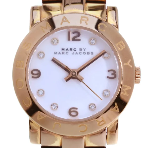 11072942-1 Marc Jacobs Mini Amy White Dial Rose Gold Steel Strap Watch for Women - MBM3078