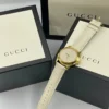 119fecbd7d0242ac110003 Gucci G Timeless Quartz White Dial White Leather Strap Watch For Women - YA126580A