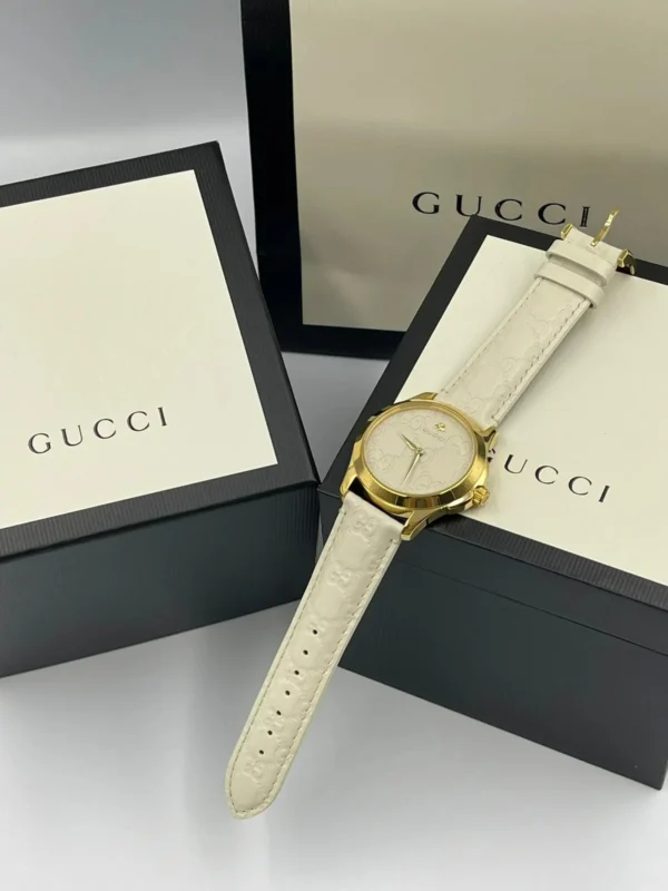 119fecbd7d0242ac110003 Gucci G Timeless Quartz White Dial White Leather Strap Watch For Women - YA126580A