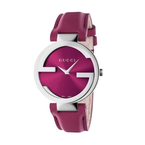 11c6e6ace70050569919fe Gucci Interlocking G Quartz Pink Dial Pink Leather Strap Watch For Women - YA133321