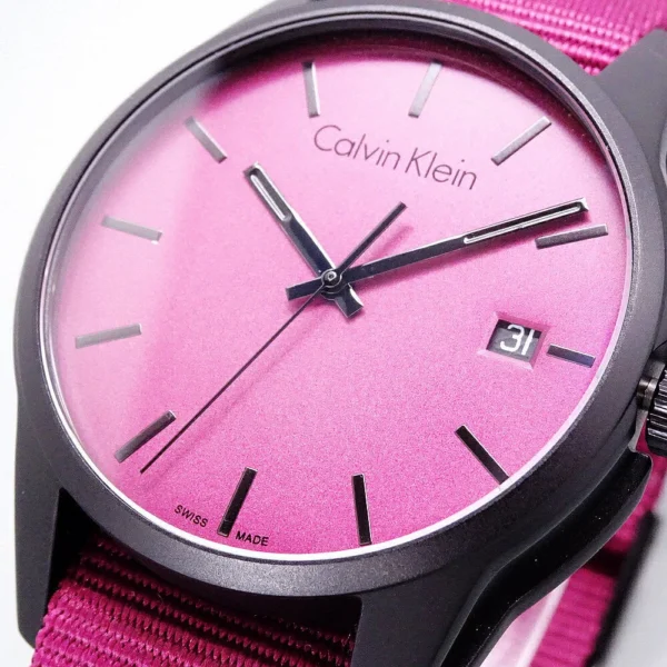 11d4eb9df30242ac110006 Calvin Klein Tone Maroon Dial Maroon NATO Strap Watch for Men - K7K514UP