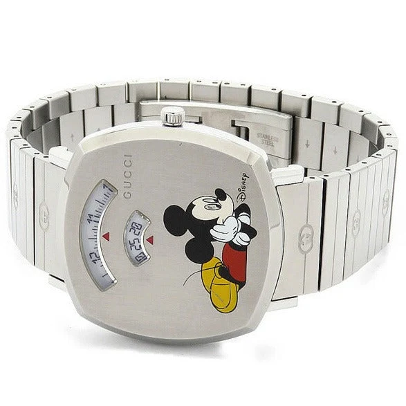 1232109810016_1 Gucci Grip x Disney Quartz Silver Dial Silver Steel Strap Unisex Watch - YA157419