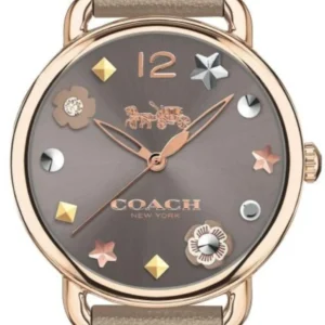 Coach Delancey Grey Dial Grey Leather Strap Watch For Women - 14502797