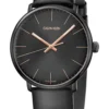 Calvin Klein High Noon Quartz Black Dial Black Leather Strap Watch for Men - K8M214CB